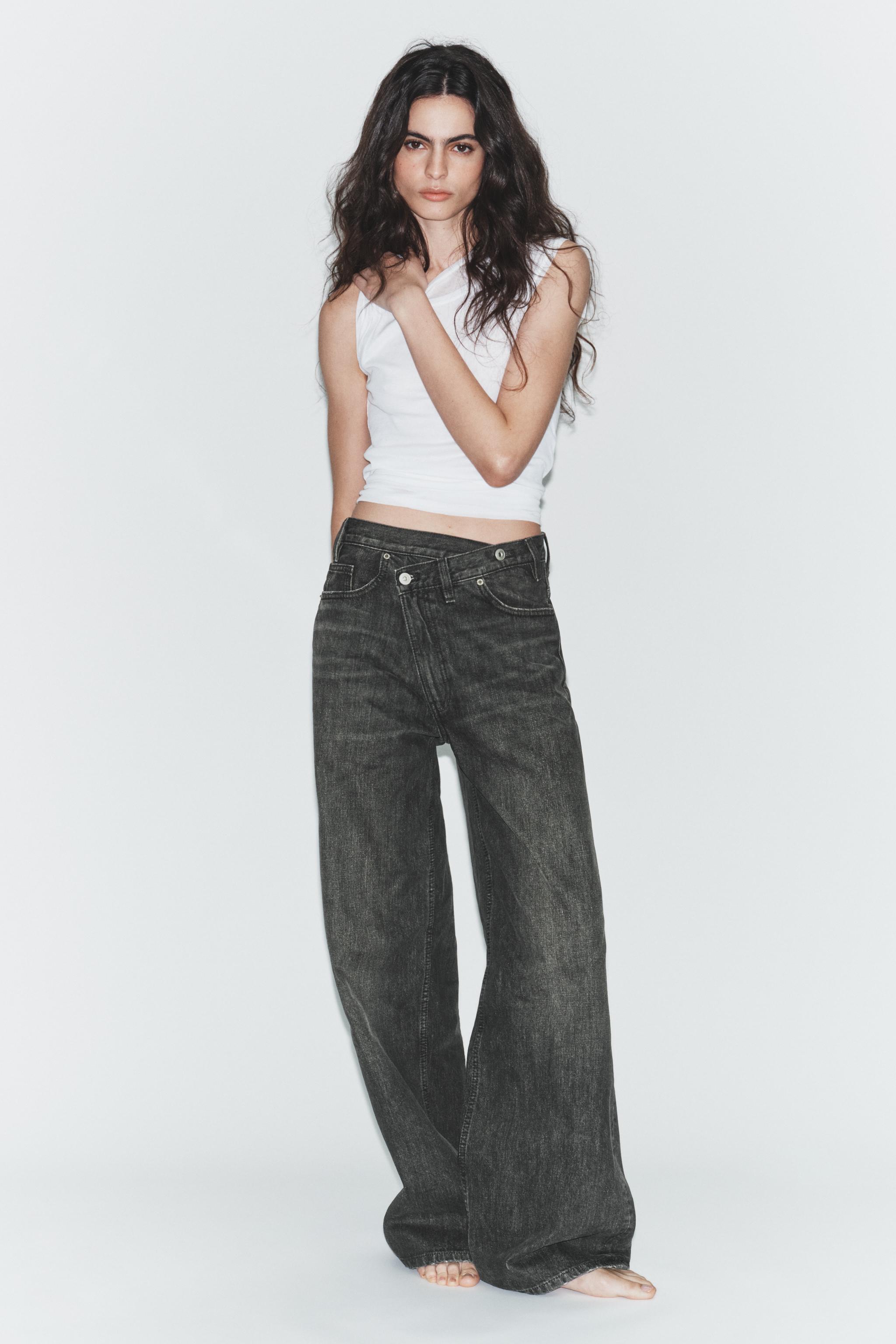 TRF HIGH-WAIST CROSSOVER WAIST WIDE LEG JEANS